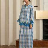 Traditionalist Linen Kedah Set in Bluebell