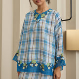 Traditionalist Linen Kedah Set in Bluebell