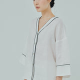 Sculptor Linen Outline Shirt in White