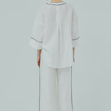 Sculptor Linen Outline Shirt in White