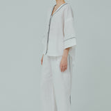 Sculptor Linen Outline Shirt in White