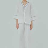 Sculptor Linen Outline Shirt in White