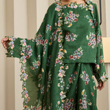 Midsummer Ramie Floral Selendang in Green