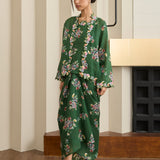 Midsummer 2-Piece Ramie Floral Kebaya Top in Green
