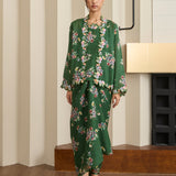 Midsummer 2-Piece Ramie Floral Kebaya Top in Green