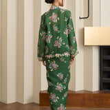Midsummer 2-Piece Ramie Floral Kebaya Top in Green