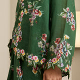 Midsummer 2-Piece Ramie Floral Kebaya Top in Green