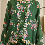 Midsummer 2-Piece Ramie Floral Kebaya Top in Green