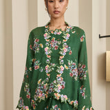 Midsummer 2-Piece Ramie Floral Kebaya Top in Green