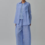 Midtown Linen Top in Bluebell