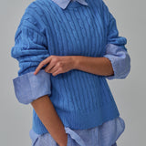 Bridget Chunky Cable-Knit Jumper in Cerulean