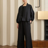 Asha 2-Piece Linen Blouse in Noir
