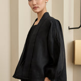 Asha 2-Piece Linen Blouse in Noir