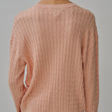 Iris Cable-Knit Cardigan in Cantaloupe