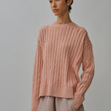 Bridget Chunky Cable-Knit Jumper in Cantaloupe