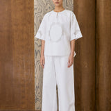 Eden Poplin Trousers in Porcelain