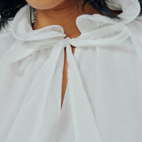 Studio Ruffle Ramie Blouse in White