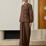 May Linen Top in Hazelwood