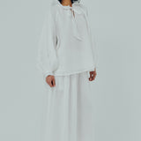 Studio Ruffle Ramie Blouse in White