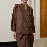 May Linen Top in Hazelwood