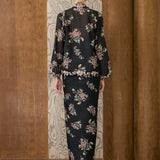 Midsummer 2-Piece Ramie Floral Kebaya Top in Black