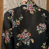 Midsummer 2-Piece Ramie Floral Kebaya Top in Black