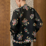 Midsummer 2-Piece Ramie Floral Kebaya Top in Black