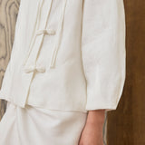 May Linen Top in Porcelain