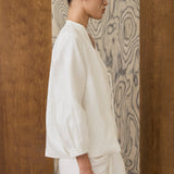 May Linen Top in Porcelain