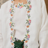 Midsummer 2-Piece Ramie Kebaya Top in Porcelain