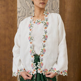 Midsummer 2-Piece Ramie Kebaya Top in Porcelain