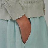 Iris Cable-Knit Cardigan in Celadon