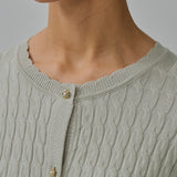 Iris Cable-Knit Cardigan in Celadon