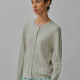 Iris Cable-Knit Cardigan in Celadon