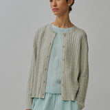 Iris Cable-Knit Cardigan in Celadon