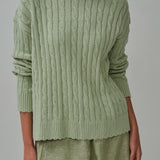 Bridget Chunky Cable-Knit Jumper in Pistachio