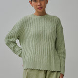 Bridget Chunky Cable-Knit Jumper in Pistachio