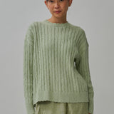 Bridget Chunky Cable-Knit Jumper in Pistachio