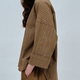 Sculptor Poplin Shirt in Brown Stripe