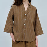 Sculptor Poplin Shirt in Brown Stripe