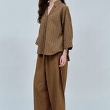 Sculptor Poplin Shirt in Brown Stripe