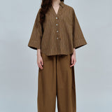 Sculptor Poplin Shirt in Brown Stripe