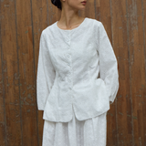 Curator Broderie Pleated Maxi Skirt in White