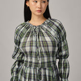 June Plaid Dress in Blue