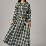 June Plaid Dress in Blue