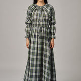 June Plaid Dress in Blue