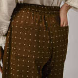 Sunday Barrel Pants in Brown Polka Dot