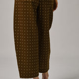 Sunday Barrel Pants in Brown Polka Dot