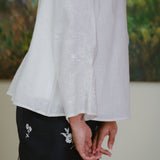 Astrid 2-Piece Linen Shirred Top in Blanc