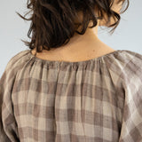 Solstice Linen Dress in Brown Gingham